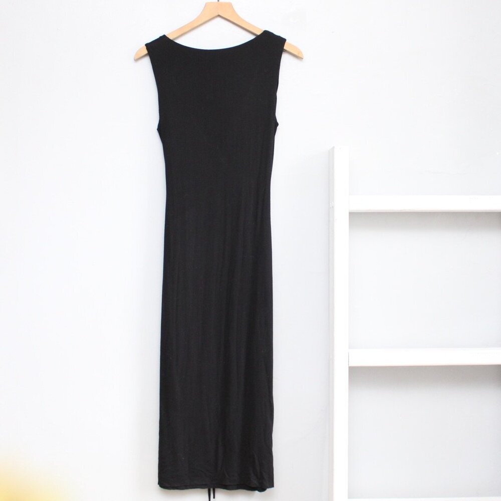 Bailey 44 Aphrodite Black Ruched Tie Sleeveless V-Neckline Maxi Dress Size Small - Picture 3 of 8